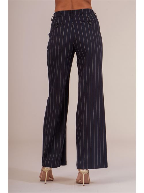 Pantalone palazzo gessato Il The' Delle 5 | MICOL 65BLU